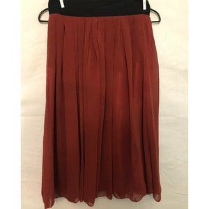 Spare Lined Reddish/Brown Chiffon Midi Skirt - S